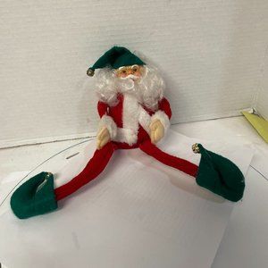 Vintage Christmas Santa Plush Toy Rubber Face Knee Hugger Red Suit 15” Taiwan‎